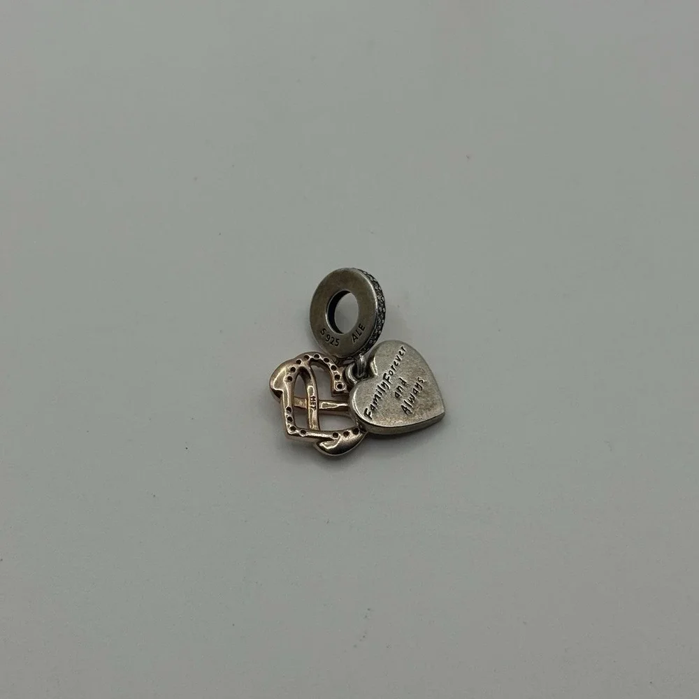 Pandora‎ Snake Chain Slider Bracelet w/ Puppy Charm & Infinity Heart Dangle S925